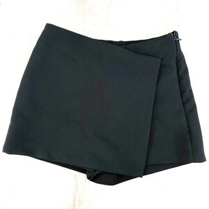 Zara Womens Sexy Black Classic Micro Mini Faux Wrap Skort Polyester XS